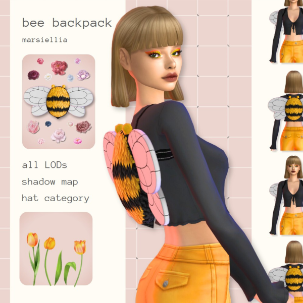 Mix [marsiellia] bee backpack by simsfinds - The Sims 4 custom content