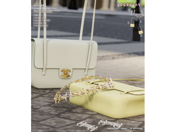 Alpha [SUNBERRY]#26.04_Logo Metal Set - The Sims 4 custom content