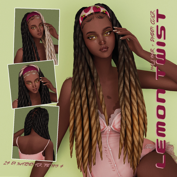 Maxis Match LEMON TWIST SET Mali Hair by simsfinds - The Sims 4 custom content