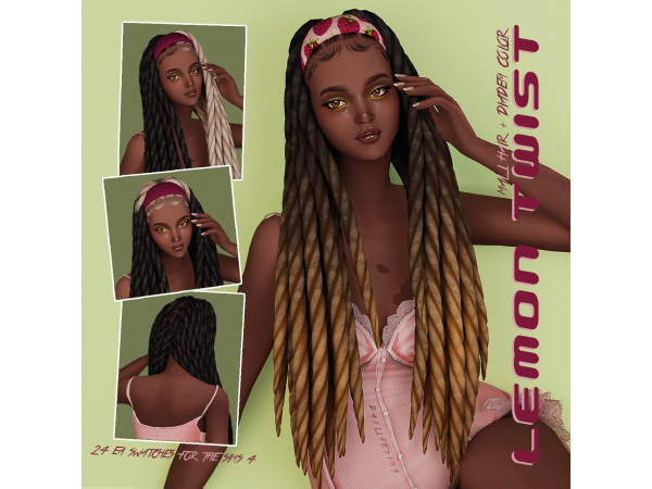 Maxis Match LEMON TWIST SET Mali Hair by daylifesims - The Sims 4 custom content