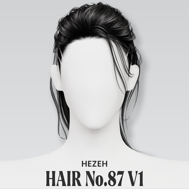 Alpha [Hezeh]Hair No.87 V1 by hezeh - The Sims 4 custom content
