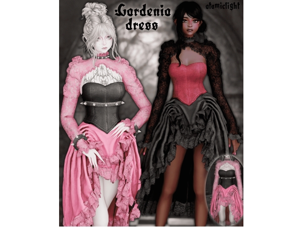 Alpha Gardenia Dress - The Sims 4 custom content