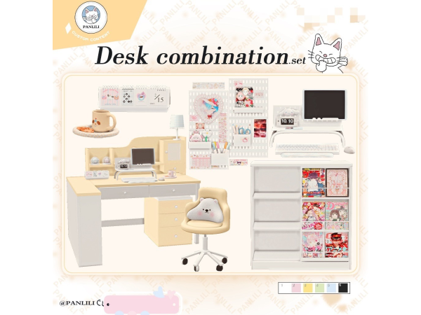 Maxis Match Desk combination Set by PANLILI - The Sims 4 custom content