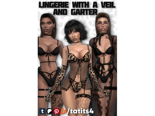 Mix Lingerie with a veil and garter - The Sims 4 custom content