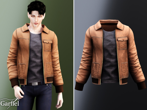 Alpha Adult Casual utility jacket with pockets and ribbed cuffs by Garfiel - The Sims 4 custom content
