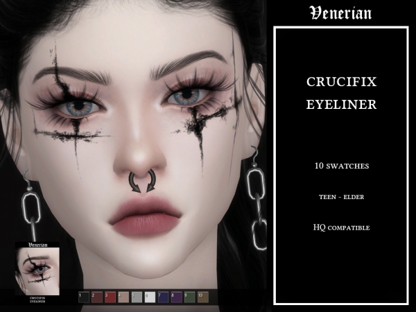 Alpha Crucifix Eyeliner by Venerian - The Sims 4 custom content