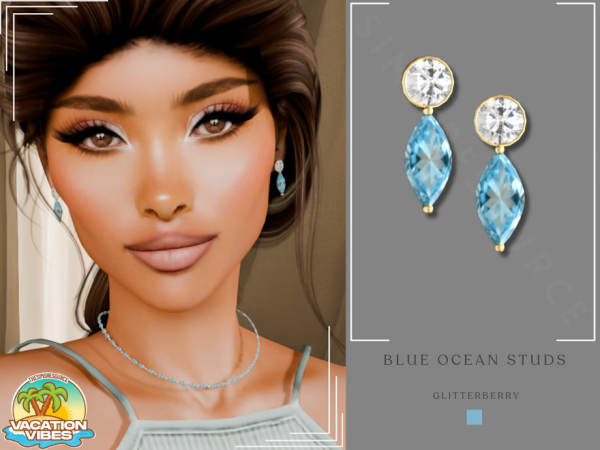 Alpha Vacation Vibes Ocean Blue Studs by thesimsresource - The Sims 4 custom content