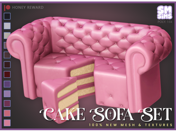 Alpha HONEY Cake Sofa Set by SMSims - The Sims 4 custom content