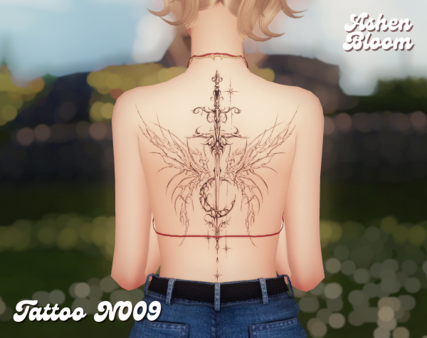 Mix AshenBloom Tattoo N009 by simsfinds - The Sims 4 custom content