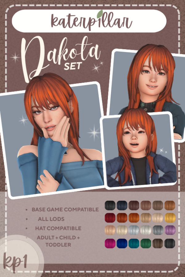 Maxis Match Dakota Hair Set by simsfinds - The Sims 4 custom content