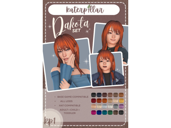 Maxis Match Dakota Hair Set by katerp1llar - The Sims 4 custom content