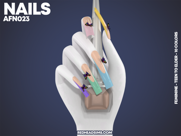 Alpha AF NAILS N023 by redheadsims - The Sims 4 custom content