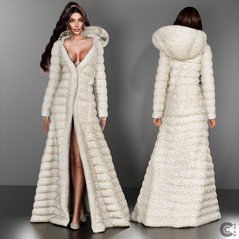 Alpha Long Padded Wrap Coat Gown by cool_content_star - The Sims 4 custom content