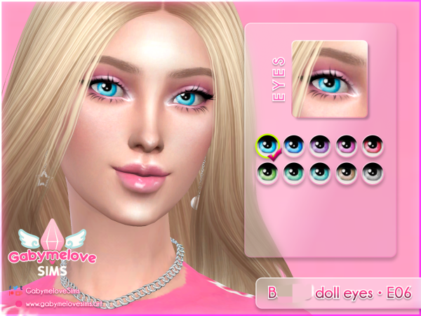 Mix Barbie doll eyes E06, Contact lenses - The Sims 4 custom content