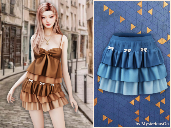 Alpha Tiered ruffle mini skirt by MysteriousOo - The Sims 4 custom content