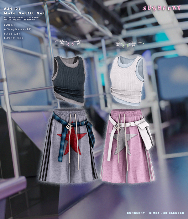 Alpha [SUNBERRY]#26.05_Male Outfit Set by simsfinds - The Sims 4 custom content