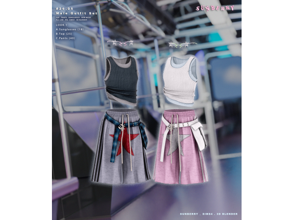 Alpha [SUNBERRY]#26.05_Male Outfit Set - The Sims 4 custom content