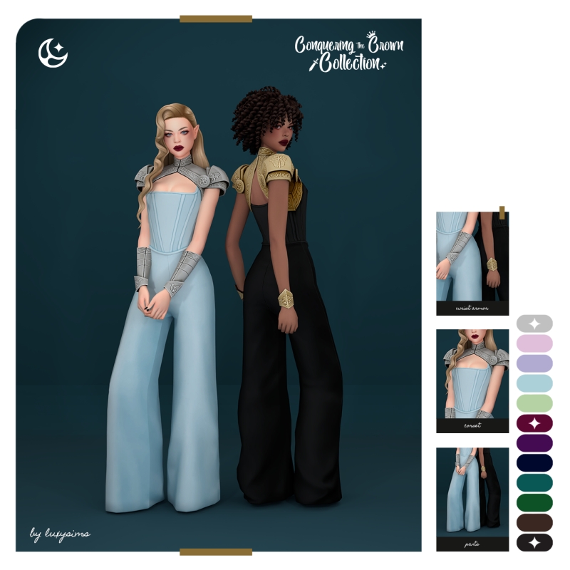 Maxis Match Corset + Pants + Wrist Armors Conquering the Crown Collection by luxysims - The Sims 4 custom content