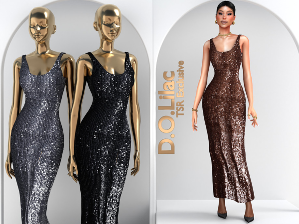 Alpha Sequined Maxi Dress DO2175 by DOLilac - The Sims 4 custom content