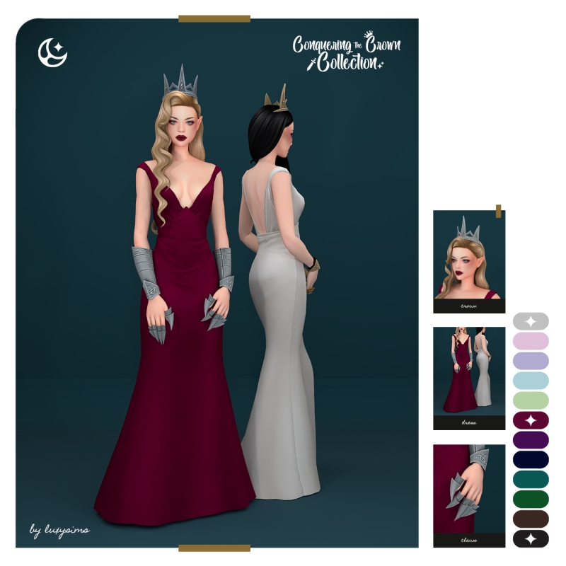 Maxis Match Crown + Dress + Claws Conquering the Crown Collection by luxysims - The Sims 4 custom content