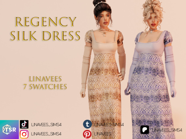 Alpha DIANA REGENCY SILK DRESS by linavees - The Sims 4 custom content