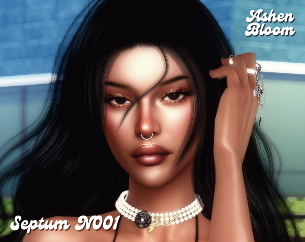 Alpha AshenBloom Septum Piercing N001 by simsfinds - The Sims 4 custom content