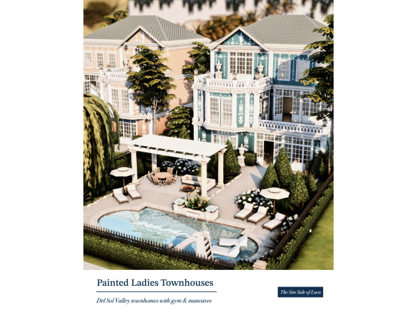 Maxis Match Painted Ladies Townhouses Del Sol Valley by thesimsideofluca - The Sims 4 custom content