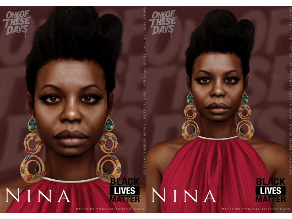 Alpha BLM Collection part 4/4 : Nina SKIN / SKINOVERLAY + lipstick & tray files - The Sims 4 custom content