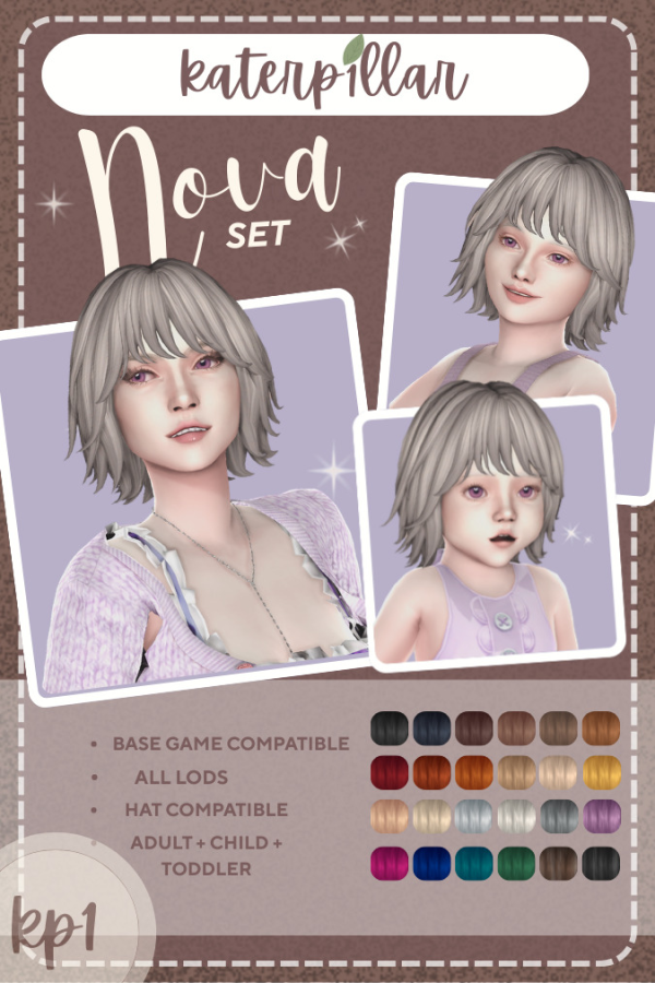Maxis Match Nova Hair Set by simsfinds - The Sims 4 custom content