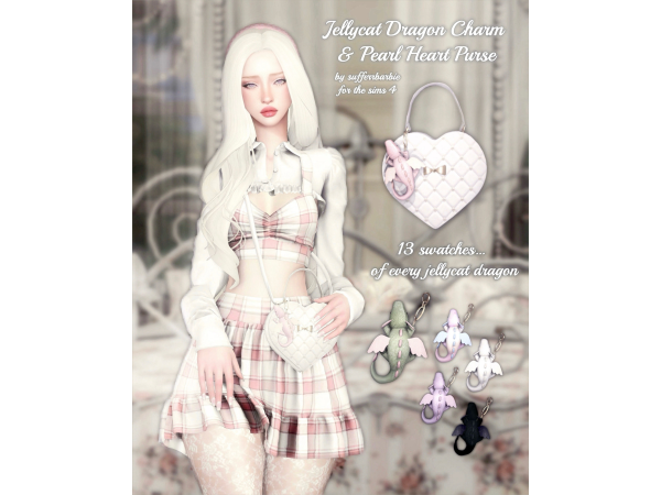 Maxis Match Jellycat Dragon Charm & Pearl Heart Purse by sufferrbarbie - The Sims 4 custom content