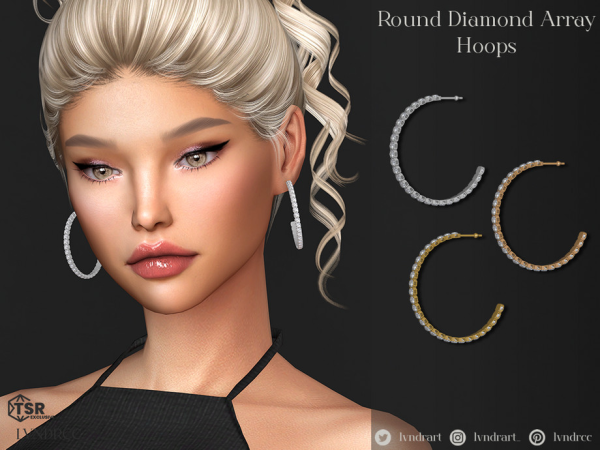 Alpha Round Diamond Array Hoops - The Sims 4 custom content