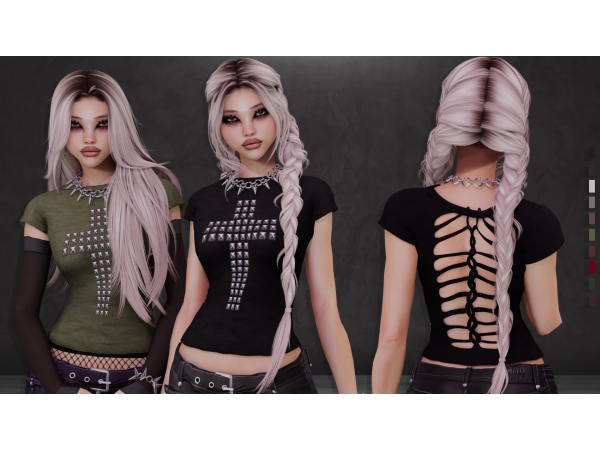 Alpha LYNXsimz Grunge Studded Top - The Sims 4 custom content