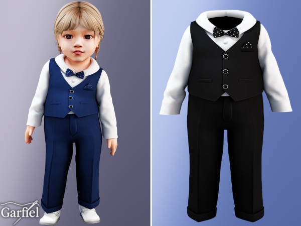 Alpha Infant Cute formal vest set with bow tie details by Garfiel - The Sims 4 custom content