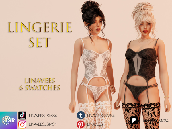 Alpha ARIYA LINGERIE SET by linavees - The Sims 4 custom content