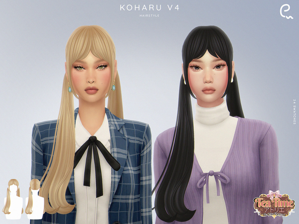 Maxis Match Tea Time Koharu Hairstyle V4 by Enriques4 - The Sims 4 custom content