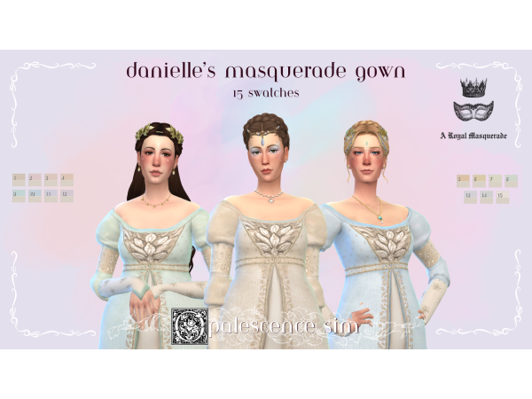 Maxis Match Danielle's Masquerade Gown by opalescencesim - The Sims 4 custom content