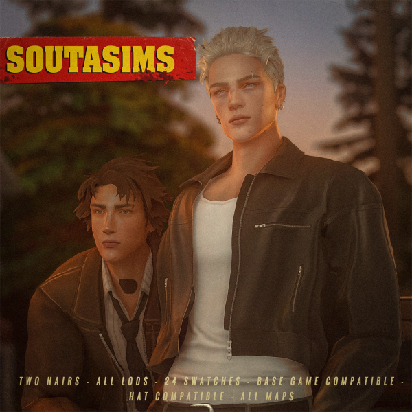 Maxis Match Leo & John hair by simsfinds - The Sims 4 custom content