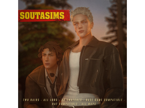 Maxis Match Leo & John hair by soutasimss - The Sims 4 custom content