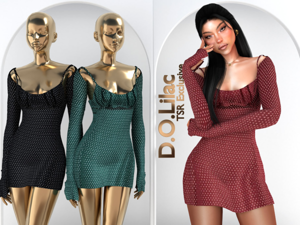 Alpha Polka Dot Pattern Mini Dress DO2181 by DOLilac - The Sims 4 custom content
