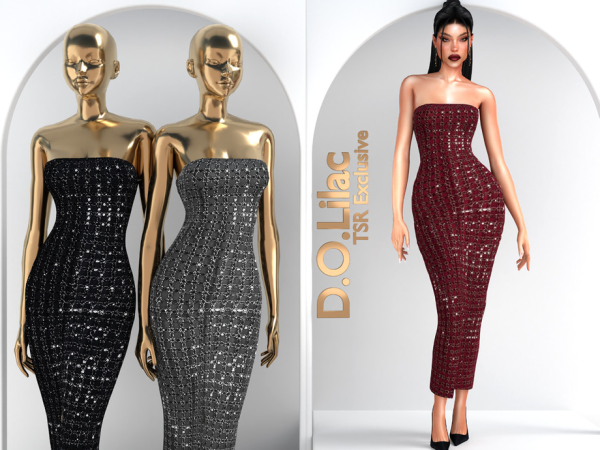 Alpha Beaded Maxi Tube Dress DO2182 by DOLilac - The Sims 4 custom content