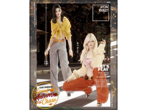 Alpha Oversized Belted Wide Leg Pants by rvn2seven - The Sims 4 custom content