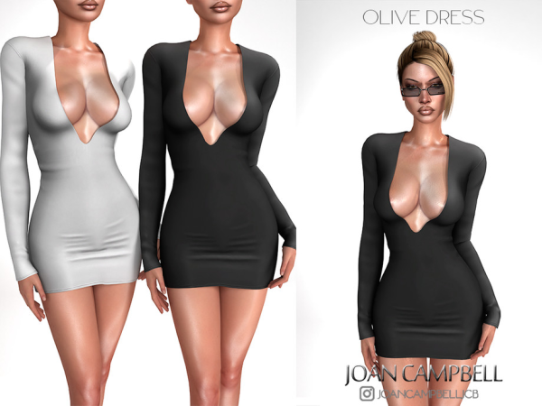 Alpha OLIVE DRESS by Joan_Campbell_Beauty_ - The Sims 4 custom content