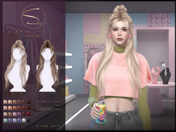 Alpha sclub_ts4_hair_ 040326 Club by S - The Sims 4 custom content