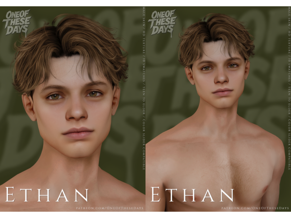 Alpha Ethan SKIN / SKINOVERLAY + nosemask & tray files - The Sims 4 custom content