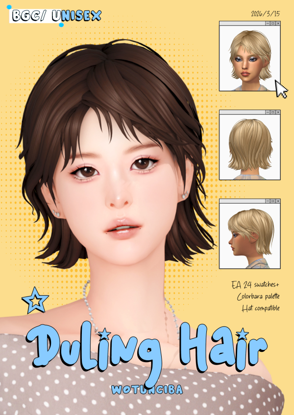 Maxis Match Duling Hair by simsfinds - The Sims 4 custom content