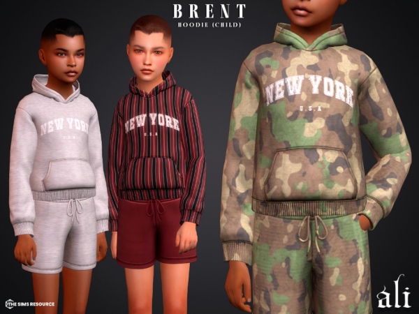 Mix BRENT hoodie (child) by ali1 - The Sims 4 custom content
