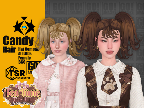 Maxis Match Candy Hair (Tea Time Atelier) - The Sims 4 custom content
