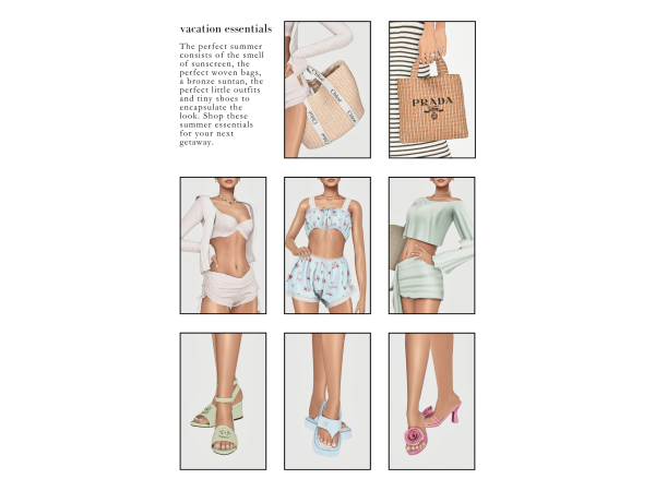 Maxis Match Vacation Essentials Lookbook by babybeesims - The Sims 4 custom content