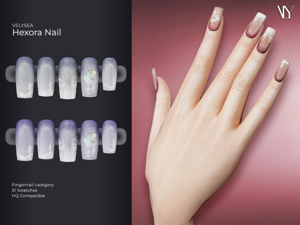 Alpha VELYSEA Hexora Nail by VELYSEA - The Sims 4 custom content
