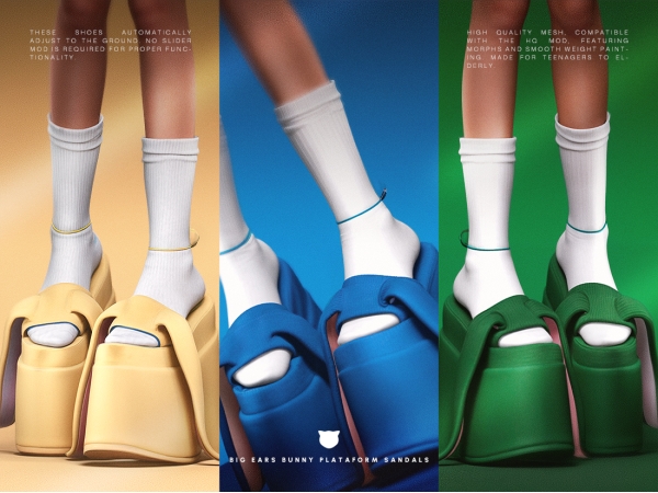 Alpha Big Ears Bunny Plataform Sandals - The Sims 4 custom content